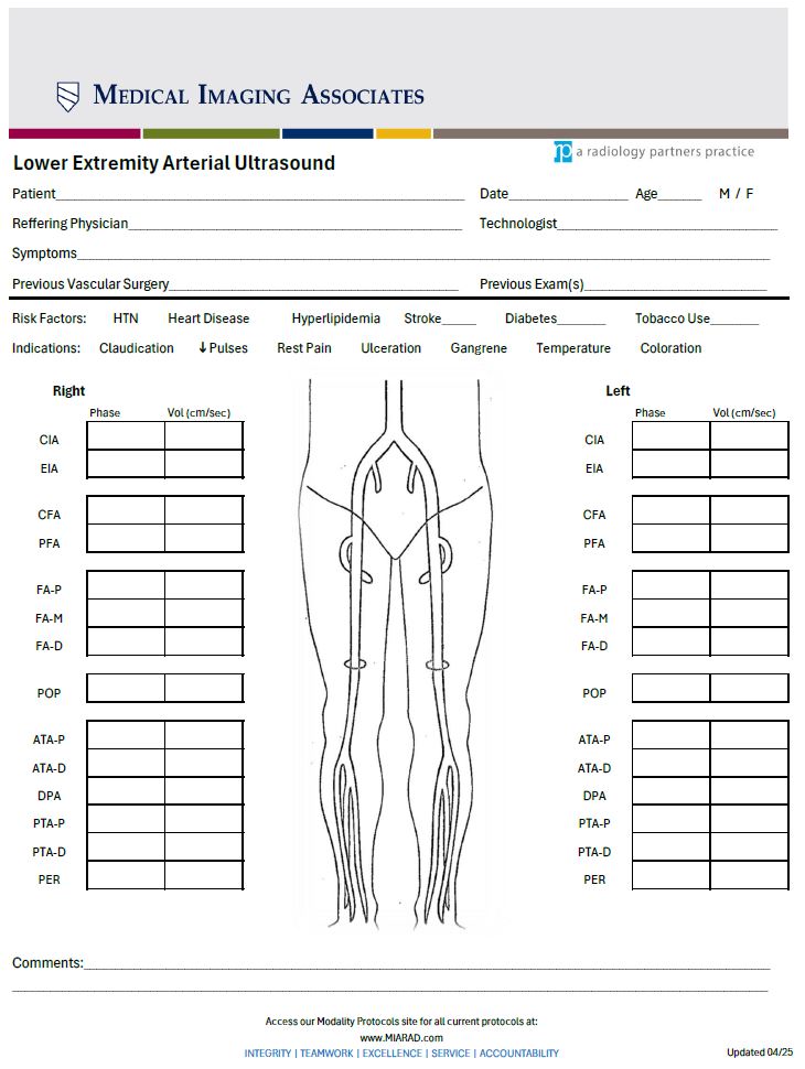 US Lower Extremity Arterial Worksheet